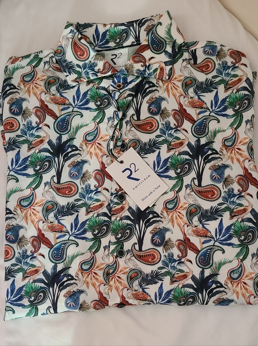 R2 Amsterdam Floral Paisley Button-Up Shirt - Blue, Green, Rust